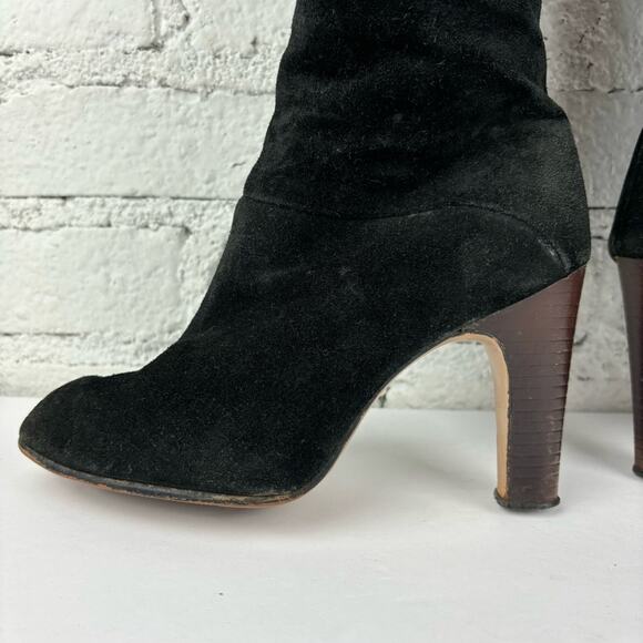 Vintage Knee High Suede Leather Zip Up Boots - Picture 5 of 10